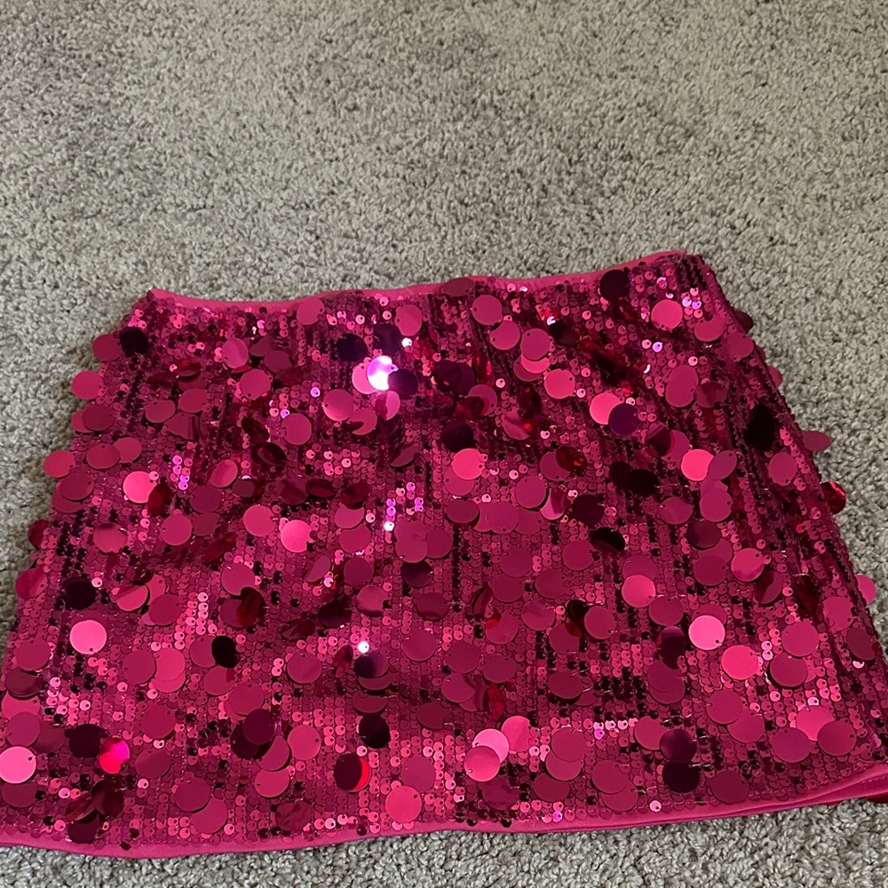 Women's Hot Pink Sequin Mini Skirt - Brand Unspecified
